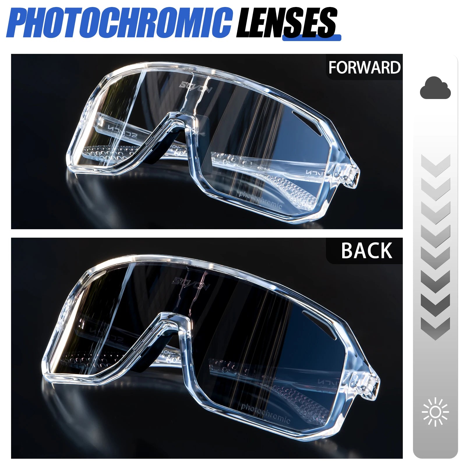 SCVCN Cycling Sunglasses - Photochromic UV400 Lenses