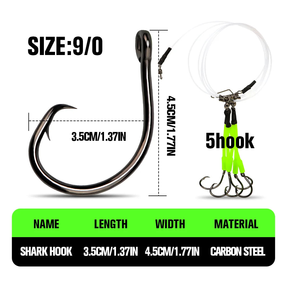 Big Game Fishing Hook Rig with 5 Hooks 1 Piece