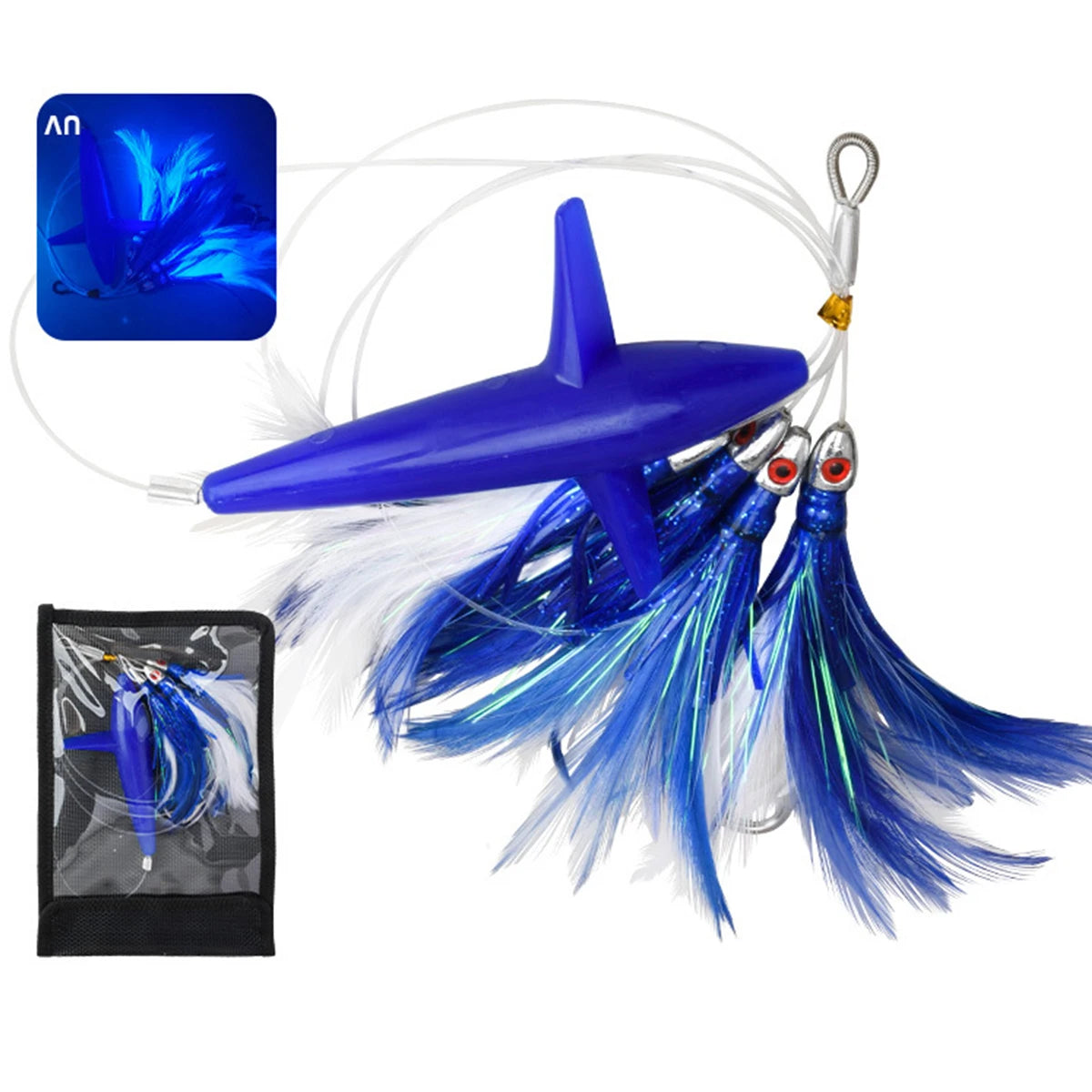 Mahi Wahoo Lure Big Game Fishing Teaser Rigged Feather Bird Trolling Lure Squid Tuna Daisy Chain Saltwater Artificial Bait