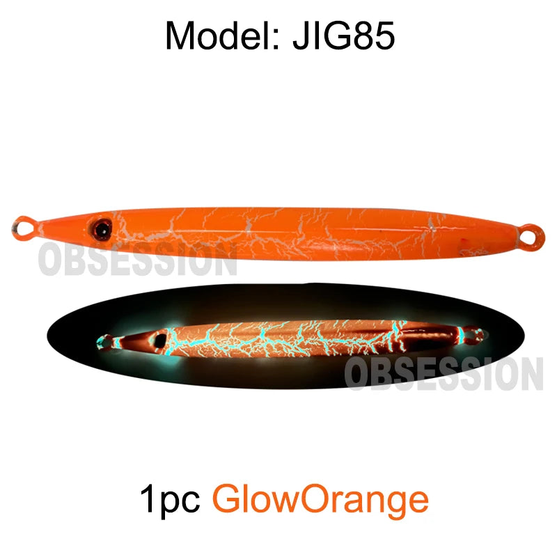 OBSESSION J85 100g 130g 150g 170g 200g Speed Falling Fast Sinking Vertical Jigs Luminous Hard Metal Casting Jig Lure Assist Hook