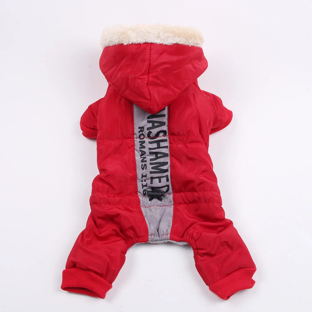 Dogs Cats Warm Jumpsuit Hoodie Windbreaker Outfit Winter Pet Clothing