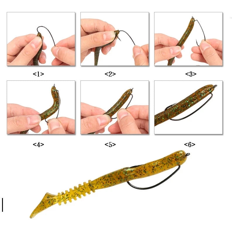 Gamakatsu OFFSET WORM HOOK (Width) Fishing Tee Hooks Sea Assist Hook Triple Treble Hooks Jig Head Fishing Carp Squid Hook