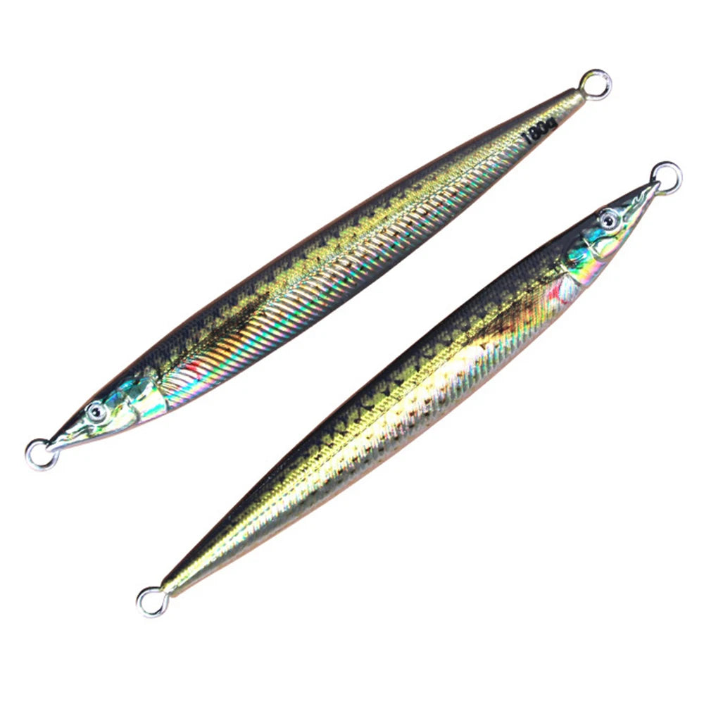 3D Shore Jigging Lure 60g80g100g120g150g180g Metal Jig Sea Bass Spoon Baits Boat Fishing Tackle for Tuna Mahi Marlin