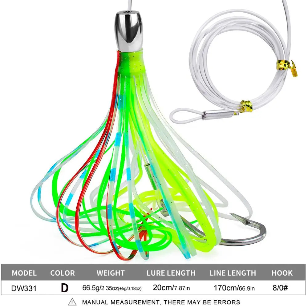 Big Game Trolling Lure Saltwater Fishing Octopus Squid Skirt Marlin, Tuna, Wahoo, Dorado, Yellowtail 1PC 20cm 66.5g