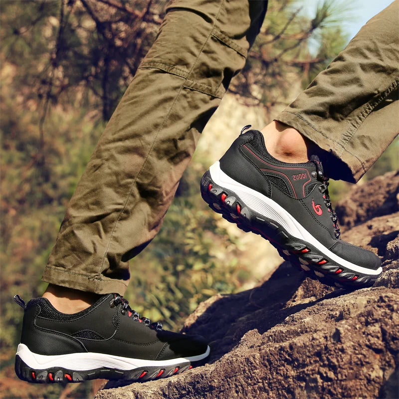 Men's Leather Waterproof Hiking Shoes. Wear-resistant Trekking Hunting Tactical