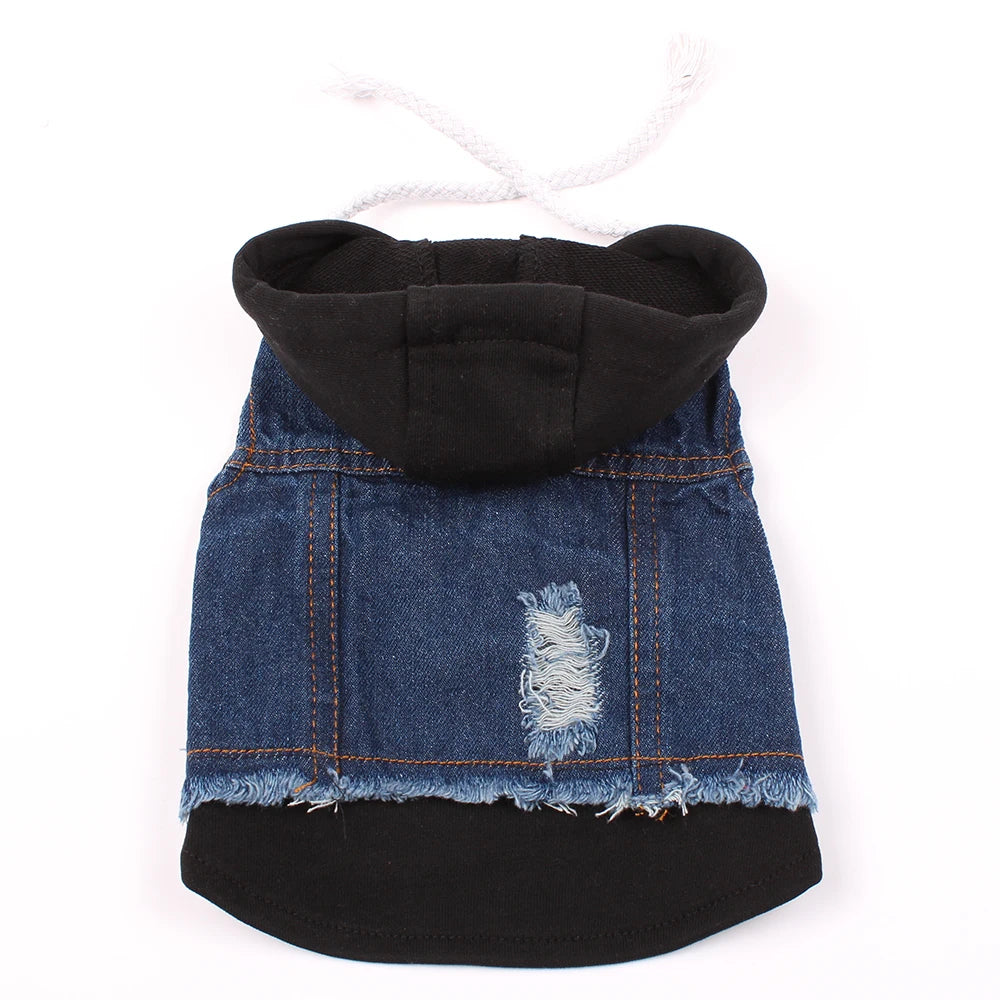 Dog Cat Jacket Vest Denim Pet Puppy Coat Hoodie Spring/Autumn Clothing Apparel