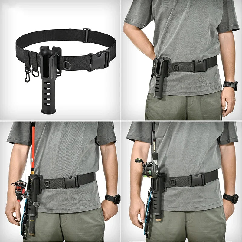 Fishing Rod Belt Holder Adjustable Wading Belt Lure Fishing Rod Insertion Hanging Buckle for Spinning Casting Fly Fishing