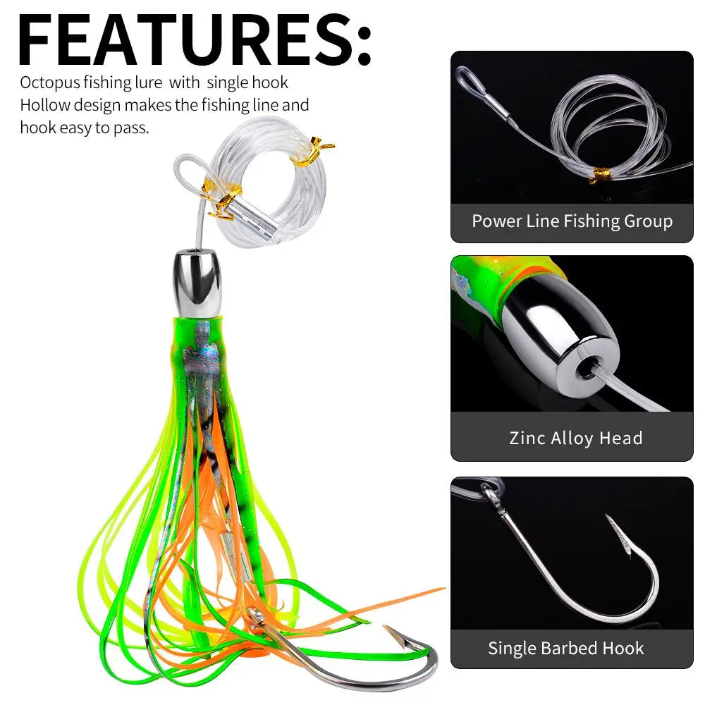 Big Game Trolling Lure Saltwater Fishing Octopus Squid Skirt Marlin, Tuna, Wahoo, Dorado, Yellowtail 1PC 20cm 66.5g