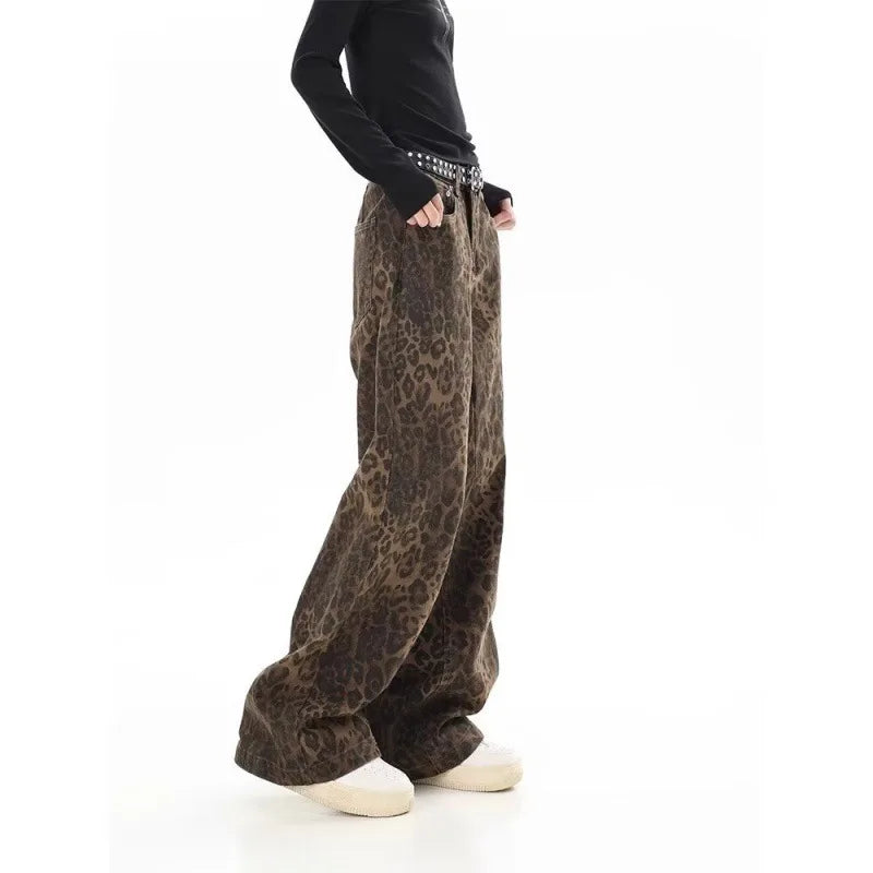American Vintage Leopard Print Jeans For Women - Cozy Warm