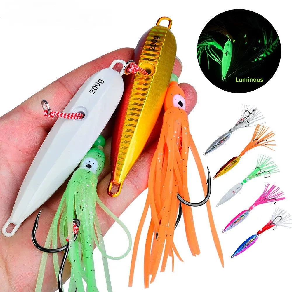1pcs 40g 60g 80g 100g 120g 150g 180g 200g Inchiku Jig Bottom Ship Lures Metal Jig Octopus Skirt With Assist Hook Squid Bait