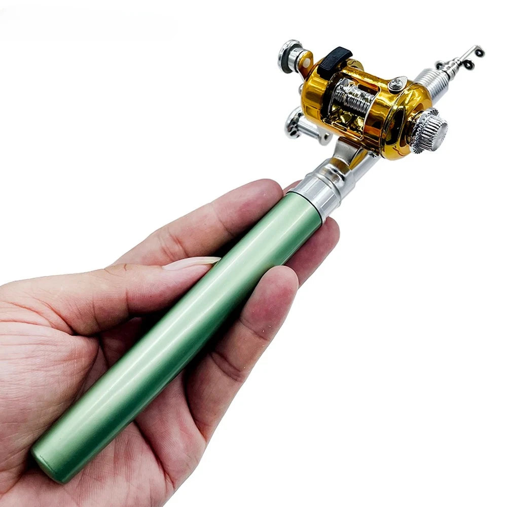 Fishing Rod Reel Combo Set Mini Telescopic Pocket Pen Fishing Rod Pole + Reel