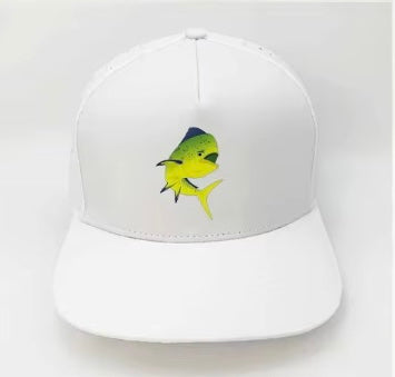 Mahi-mahi white snapback cap