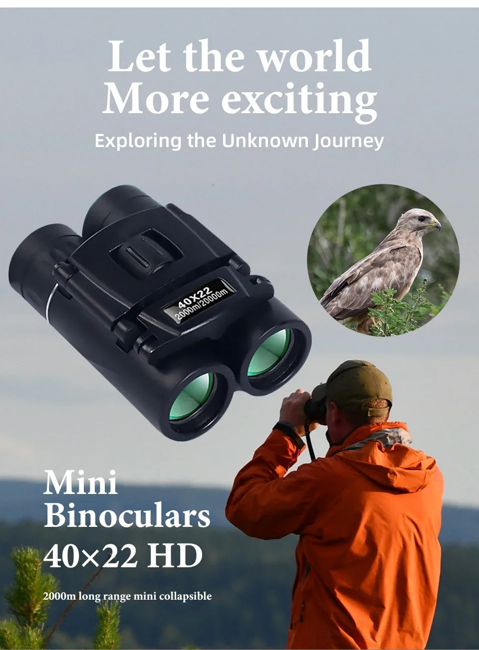 Choice 40x22 HD Binoculars Folding 2000m - Long Range View