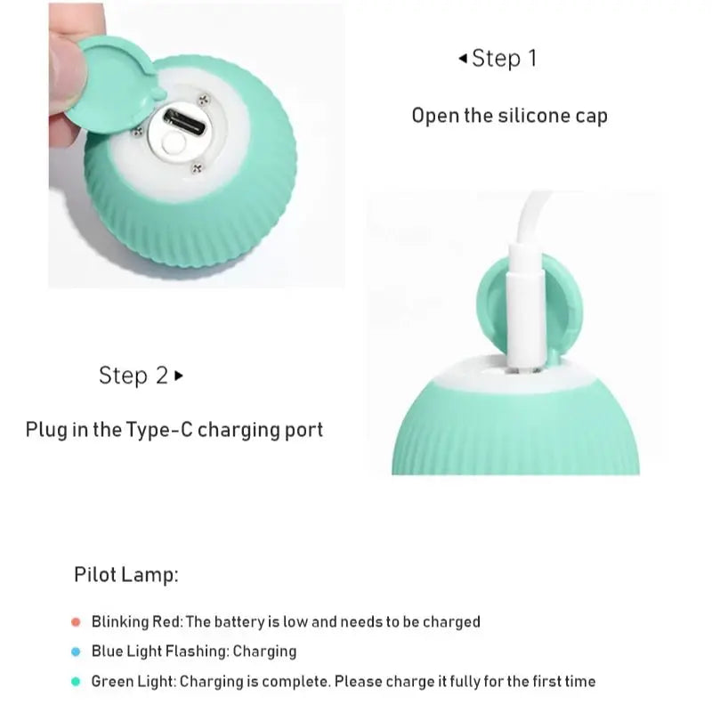 Cat Toy Automatic Moving Interactive Ball Rechargeable Self Rolling Entertainment Play Toy