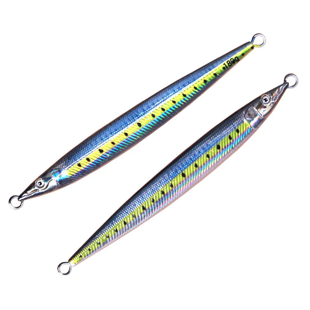 3D Shore Jigging Lure 60g80g100g120g150g180g Metal Jig Sea Bass Spoon Baits Boat Fishing Tackle for Tuna Mahi Marlin