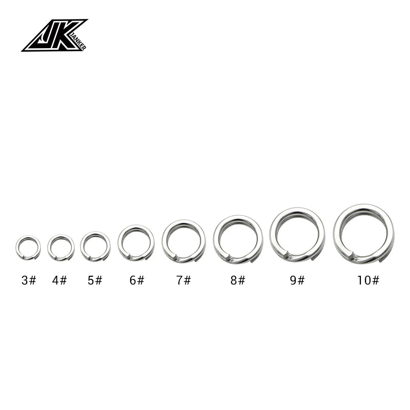 JK 1pack No.3-10/6-14mm HOT Fishing Split Rings For Heavy Duty Fish hook Connector Assist Hooks Sea Fishing Accessories Tackle