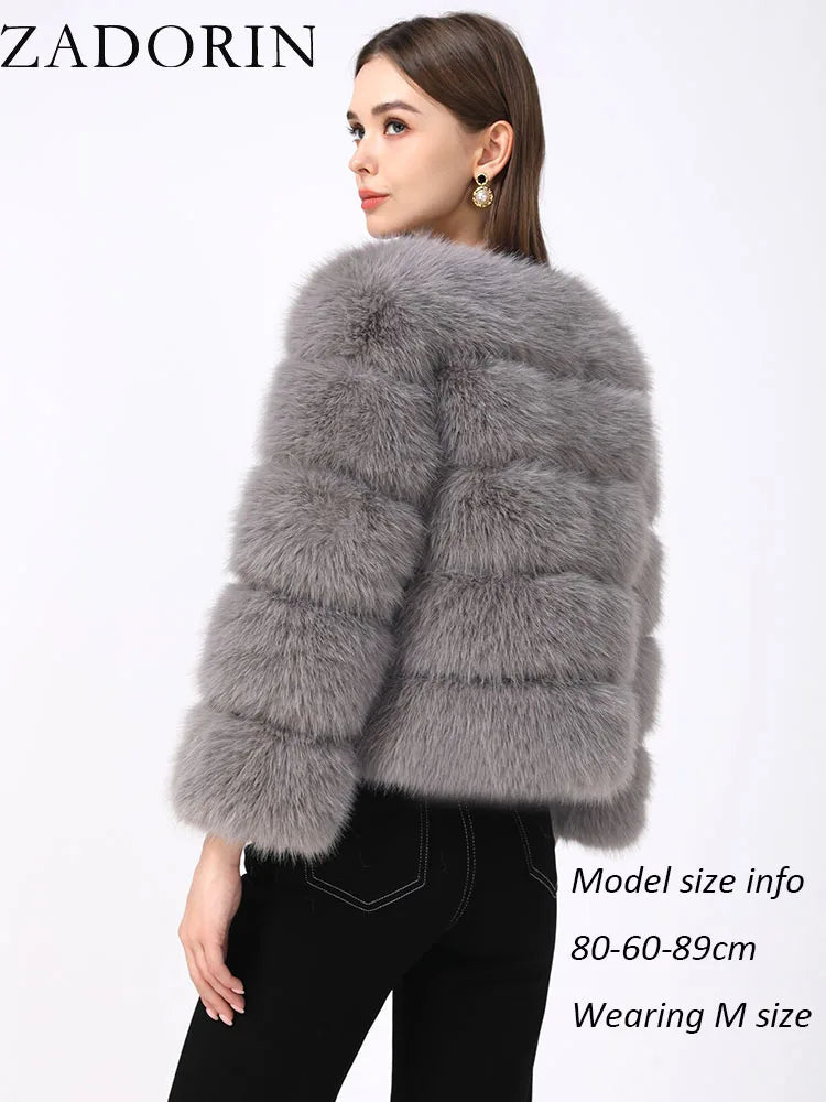 ZADORIN Woman’s Fluffy Winter Mink Coat Faux Fur S-6XL