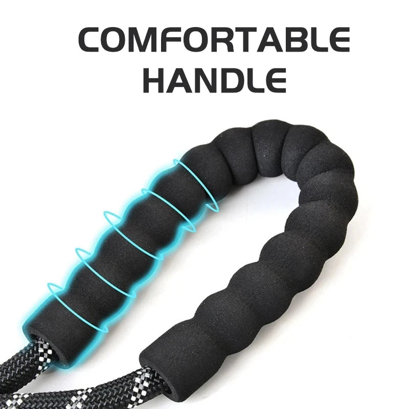 Reflective Dog Leash Padded Handle - Dual Traction for Strong Dogs Safety Control