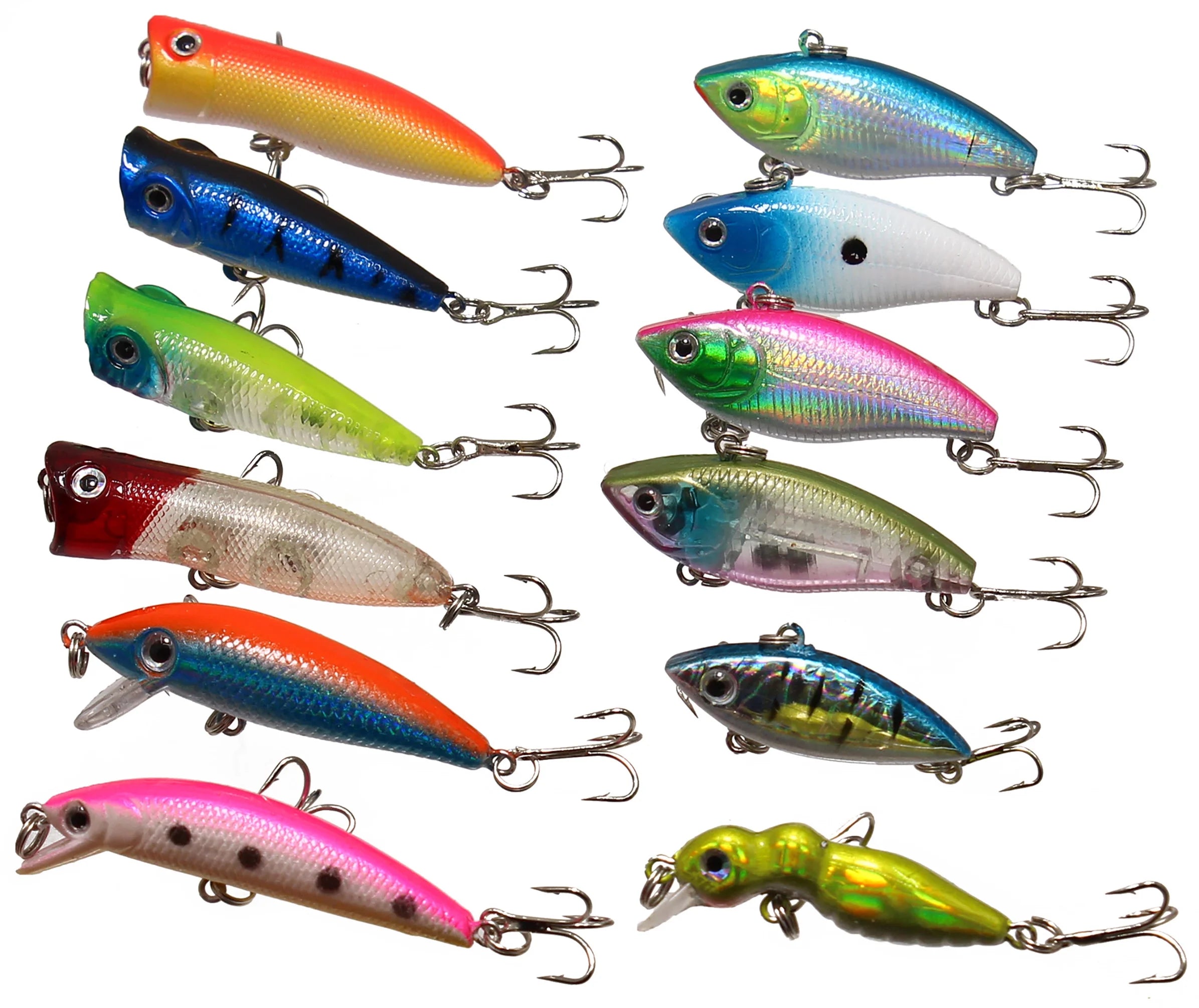 30 Topwater Fishing Lures with Hooks, Bass Bait Trout Lures with Propeller Tail