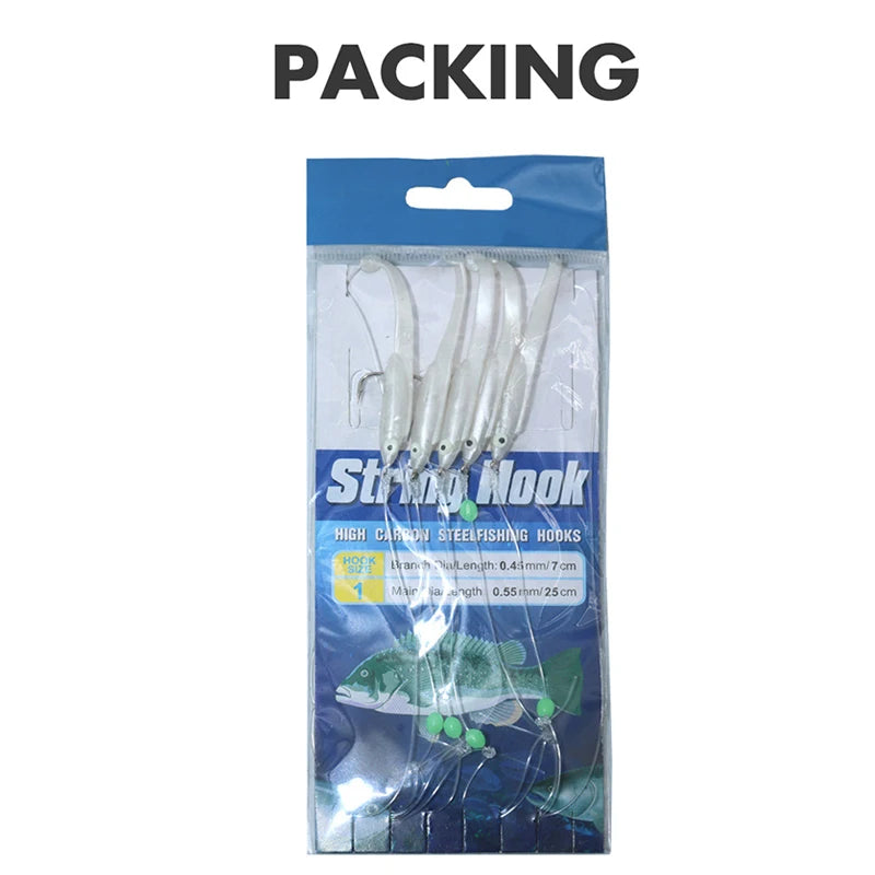 AquaGlow Sabiki Cluster Lures - Luminous Eel Saltwater Gear