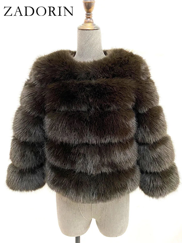 ZADORIN Woman’s Fluffy Winter Mink Coat Faux Fur S-6XL