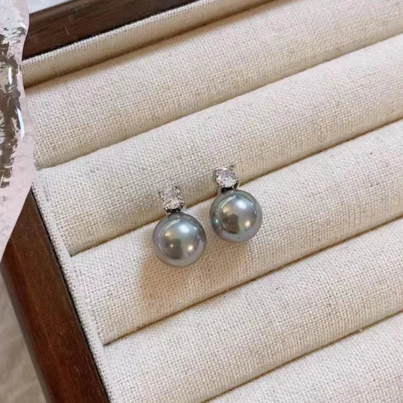 Women’s Round Pearl Pendant Stud Earrings Elegant Accessories for Daily Wear