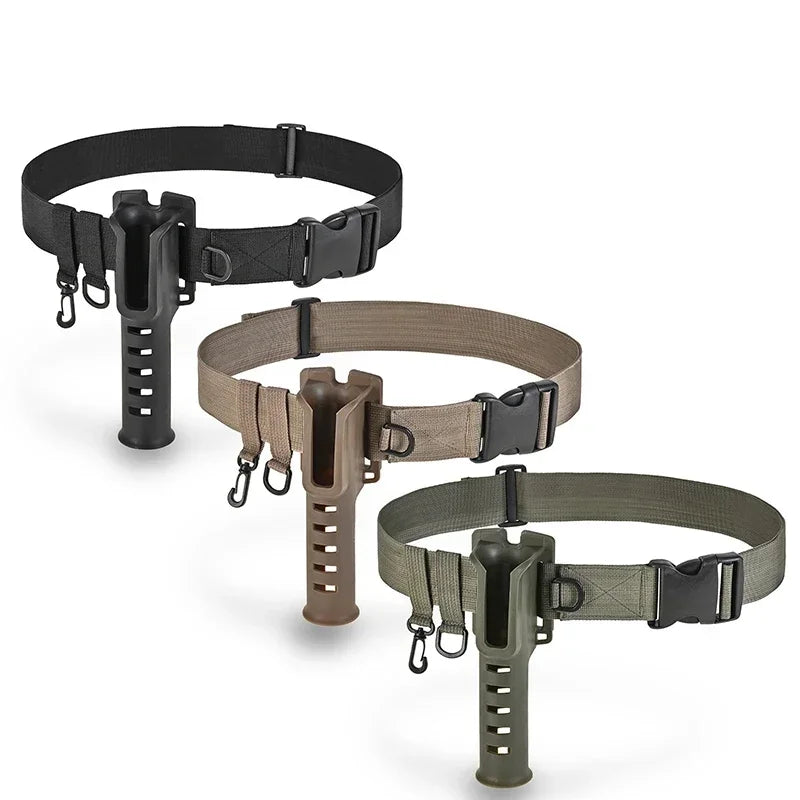 Fishing Rod Belt Holder Adjustable Wading Belt Lure Fishing Rod Insertion Hanging Buckle for Spinning Casting Fly Fishing