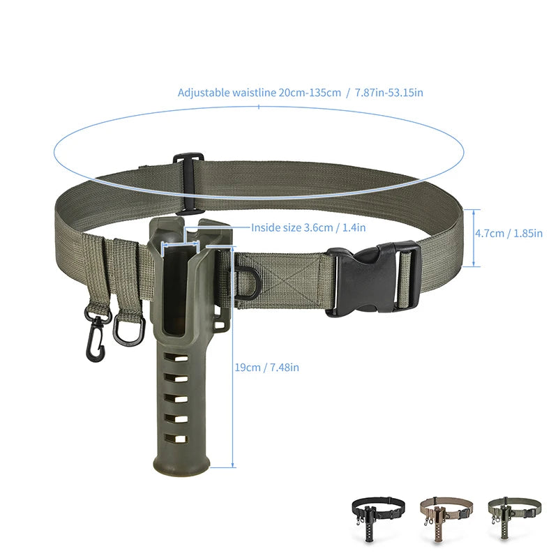 Fishing Rod Belt Holder Adjustable Wading Belt Lure Fishing Rod Insertion Hanging Buckle for Spinning Casting Fly Fishing