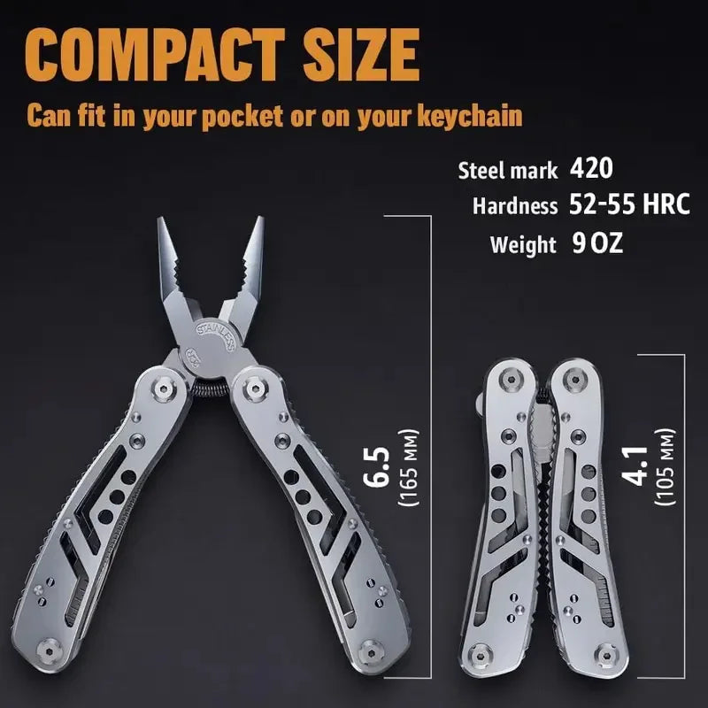 TrailForge 24 In 1 Multitool Pliers - Durable Titanium Bits