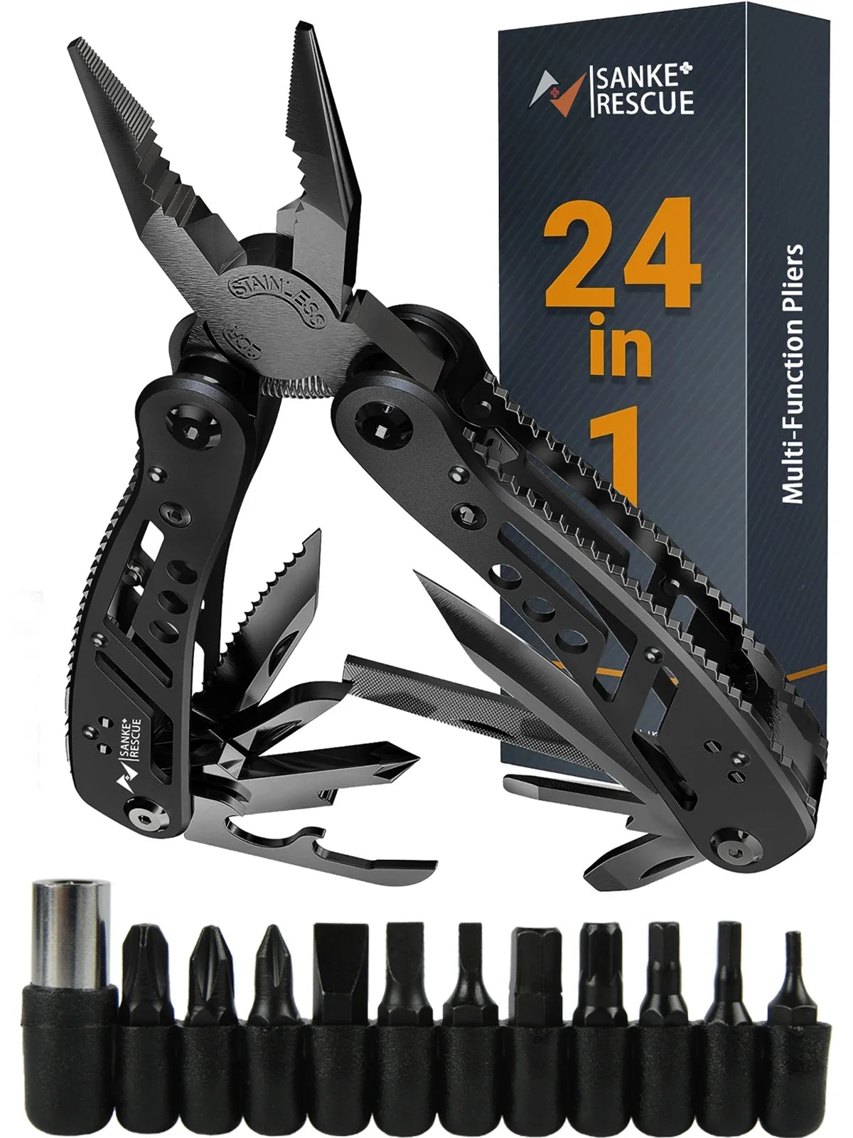 TrailForge 24 In 1 Multitool Pliers - Durable Titanium Bits