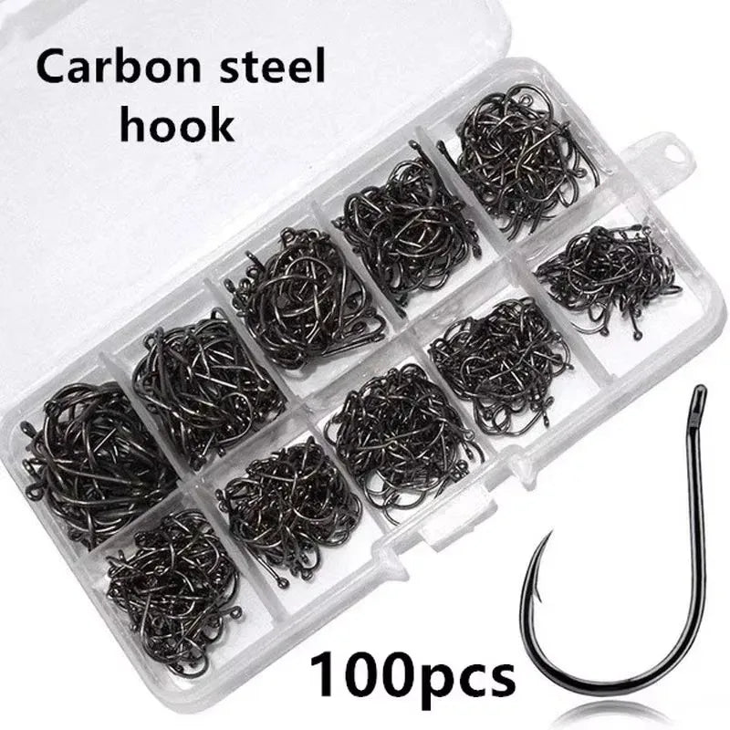 AquaForge Fishing Hooks Size 3 To 12 100 Pack - Ultra Sharp