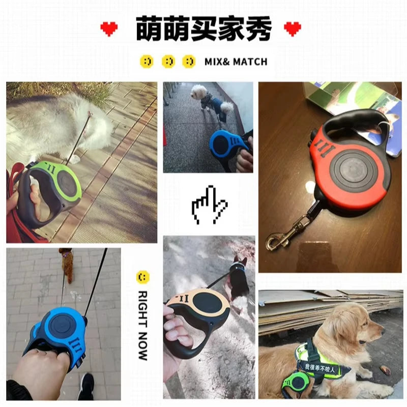 Dog Leash Strong Nylon Puppy Lead For Small Medium Large Dogs Automatic Retractable Durable 3m 5m