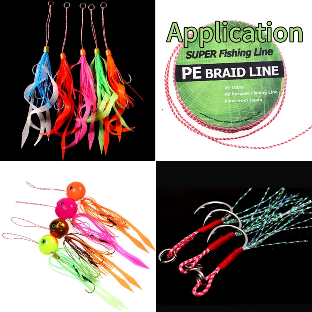 8 Strands PE Braided Assist Hook Trolling Line 70-200LB 10M