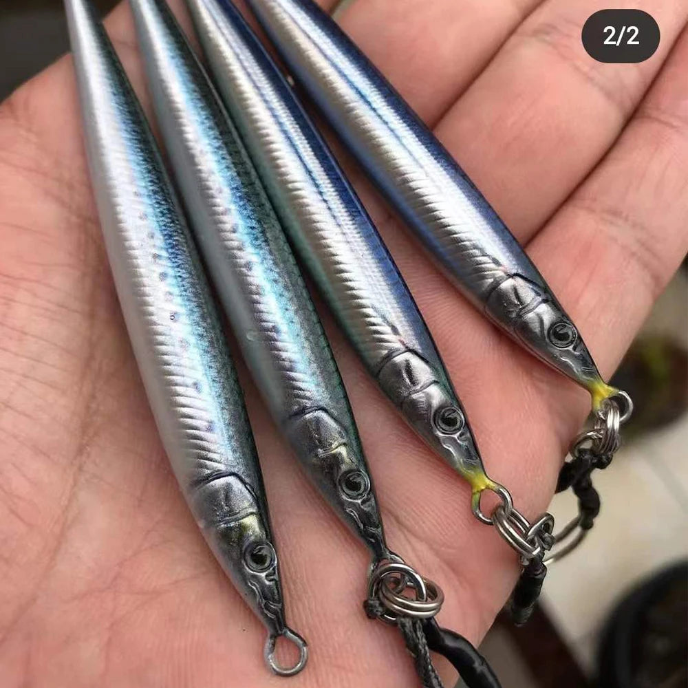 3D Shore Jigging Lure 60g80g100g120g150g180g Metal Jig Sea Bass Spoon Baits Boat Fishing Tackle for Tuna Mahi Marlin