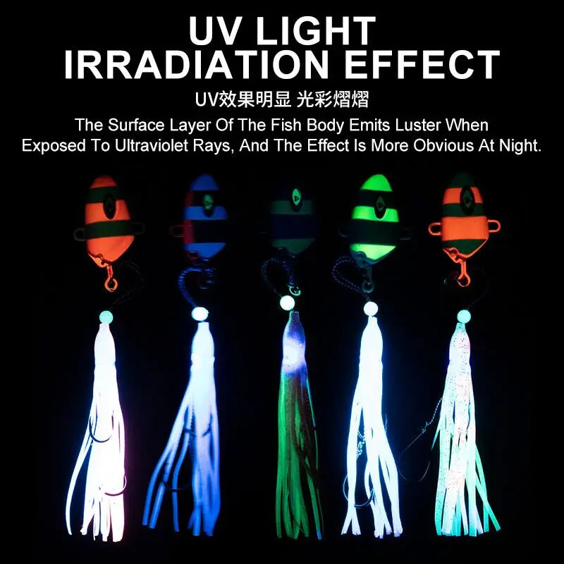 Kabura Bullet Metal Jig Heads Sinking Squid Skirt Lures Assist Hooks 100g - 300g