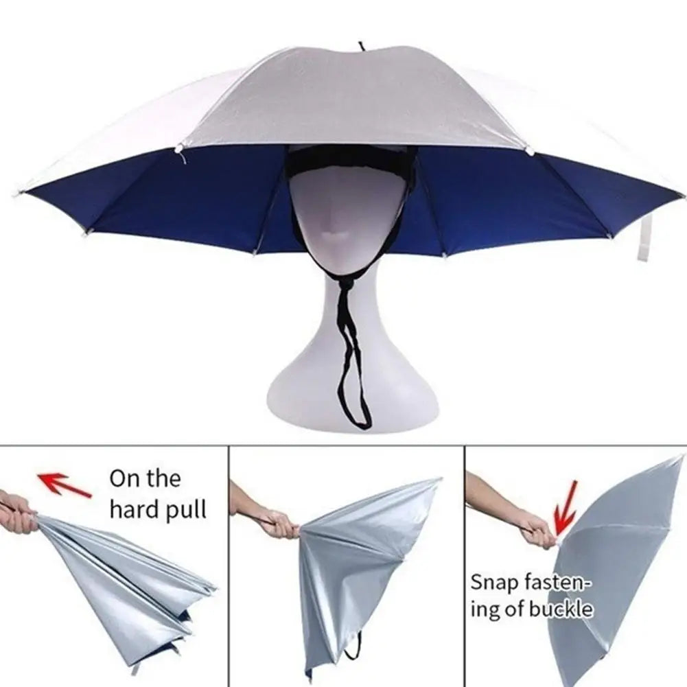 Outdoor Fishing Caps Foldable Head Umbrella Hat Anti Rain Sun Protection Travel Hiking Beach Camping Golfing Outdoor Activities