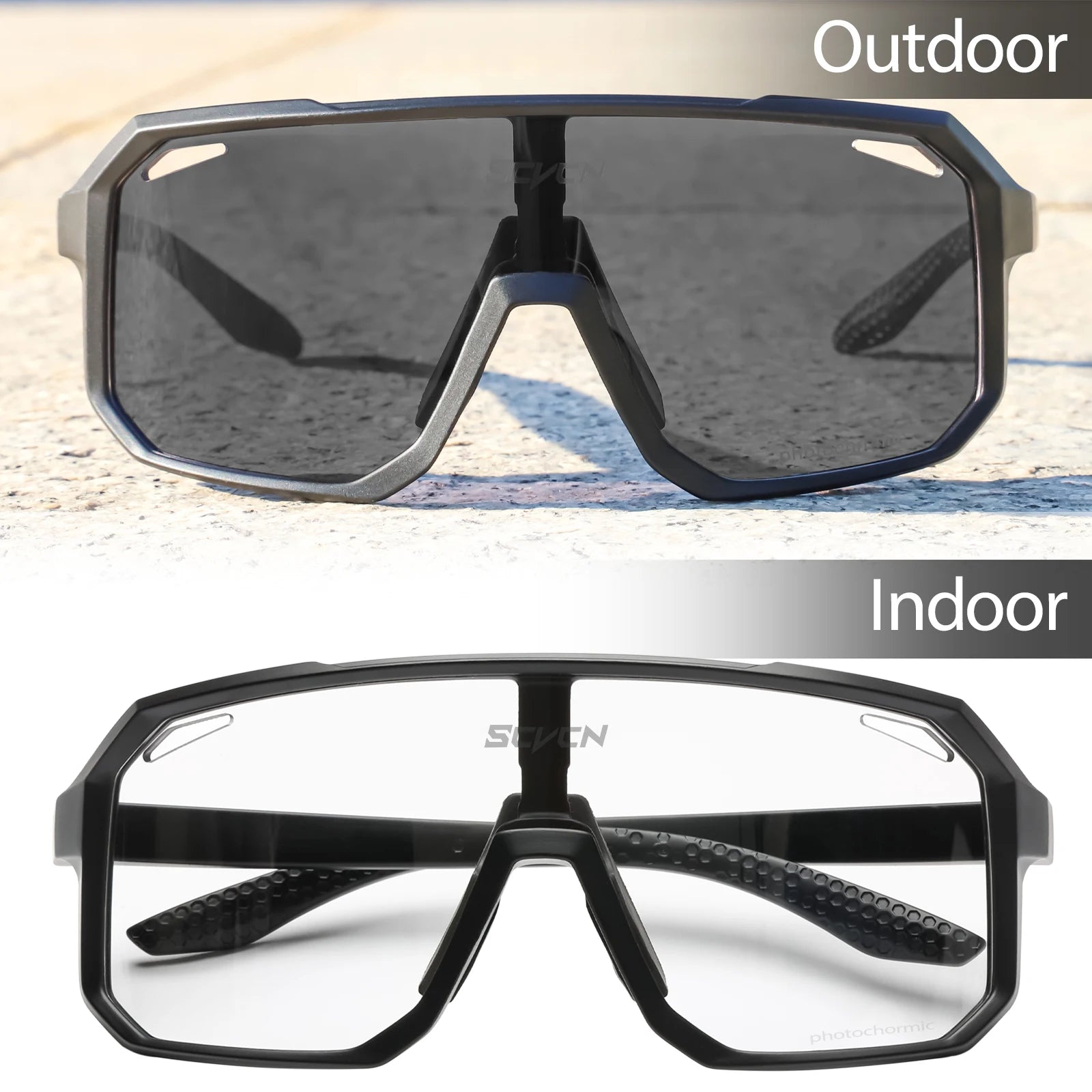 SCVCN Cycling Sunglasses - Photochromic UV400 Lenses