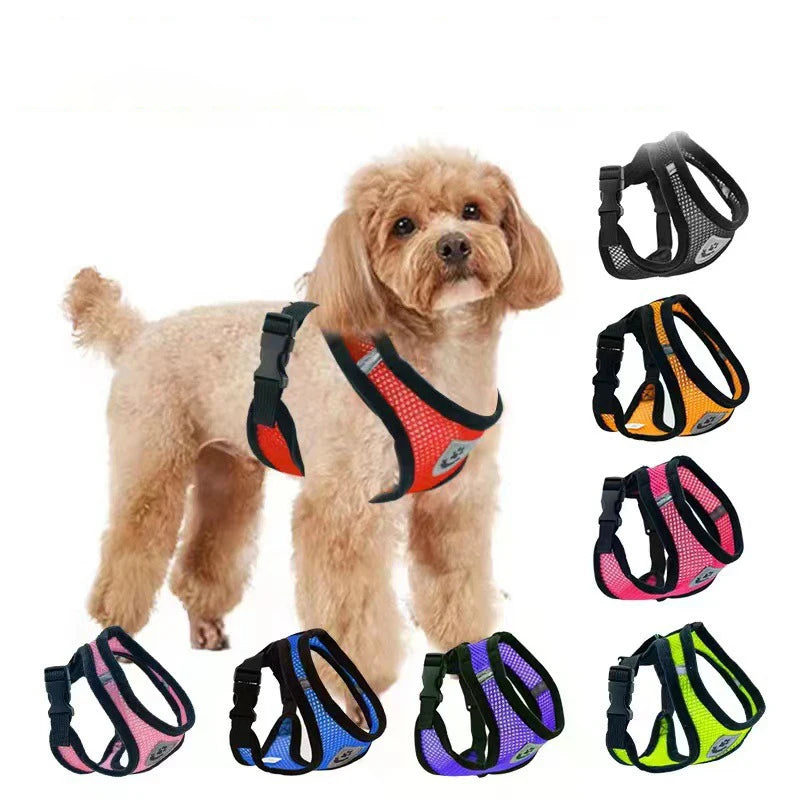 Harness Vest Walking Lead Leash For Puppy dog Collar Polyester Adjustable Mesh Dog or Cat Harness For Small Medium Pets