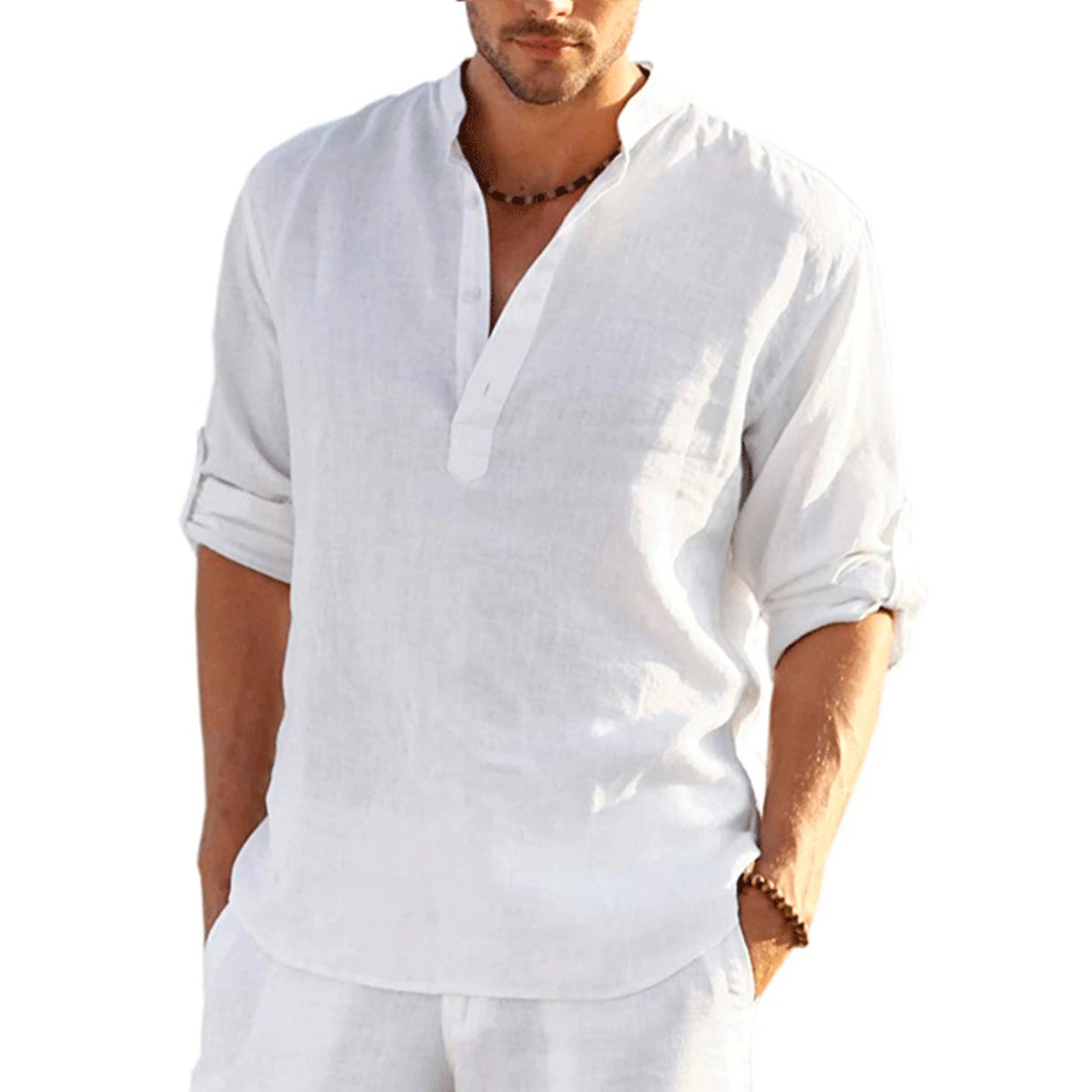 Urban Thread Casual Cotton Stand Up Collar Shirt - Slim Fit
