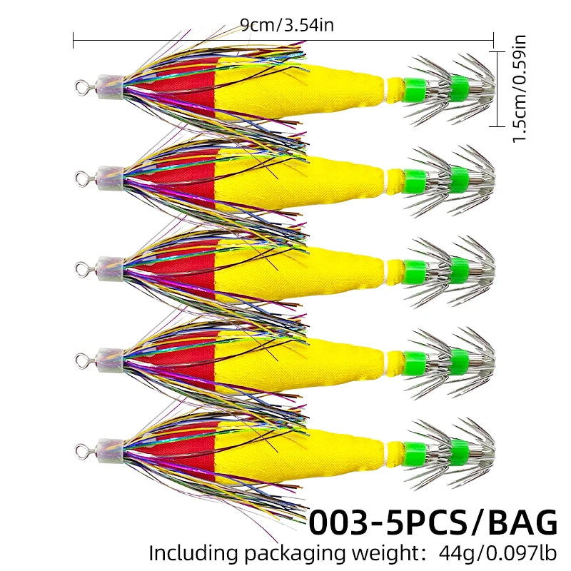 AquaLume Luminous Squid Jig Hooks - Dual Layer Sharp Hooks