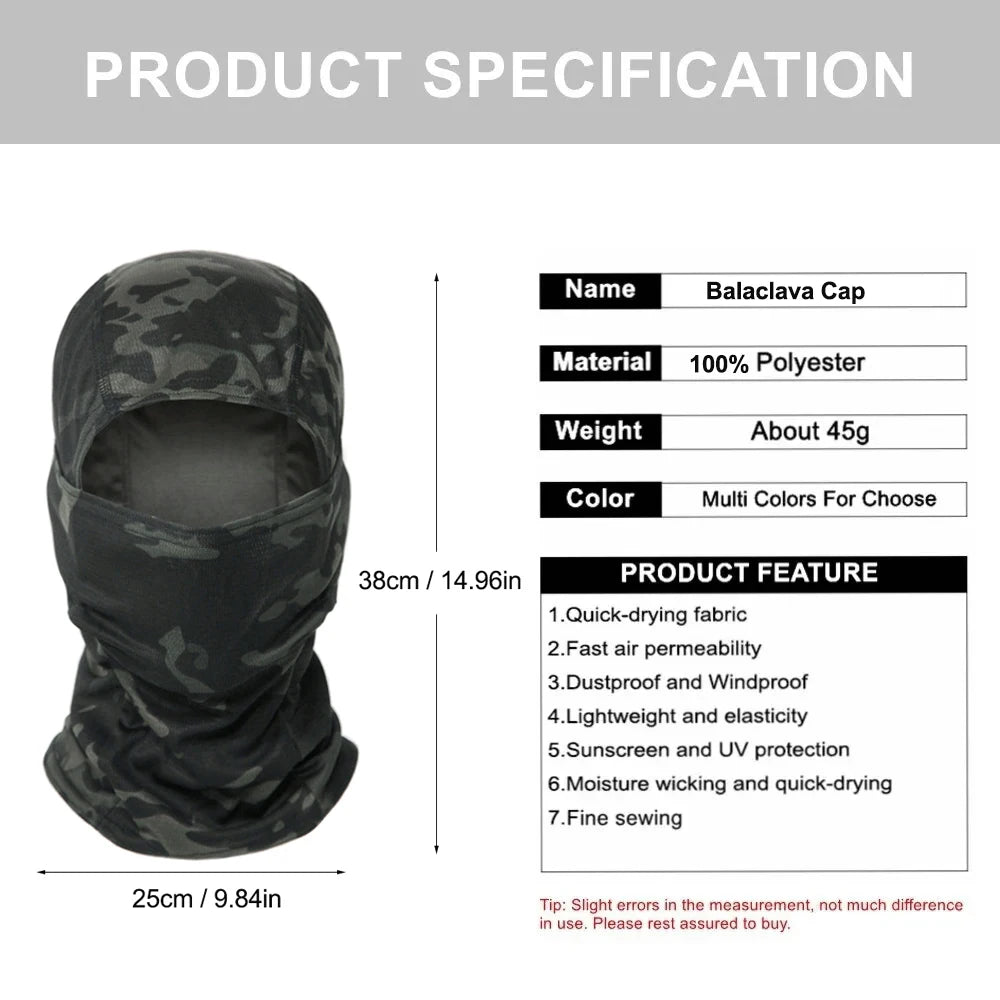 Camouflage Balaclava Full Face Mask Outdoor Sports Hunting Hiking Ski Mask Motorcycle Helmet Inner Cap