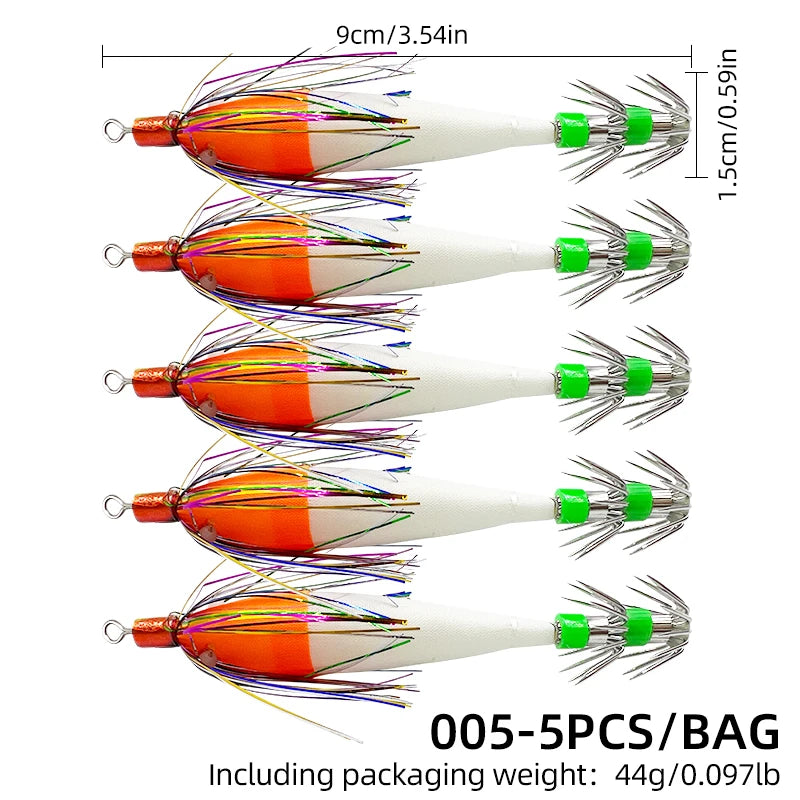 AquaLume Luminous Squid Jig Hooks - Dual Layer Sharp Hooks