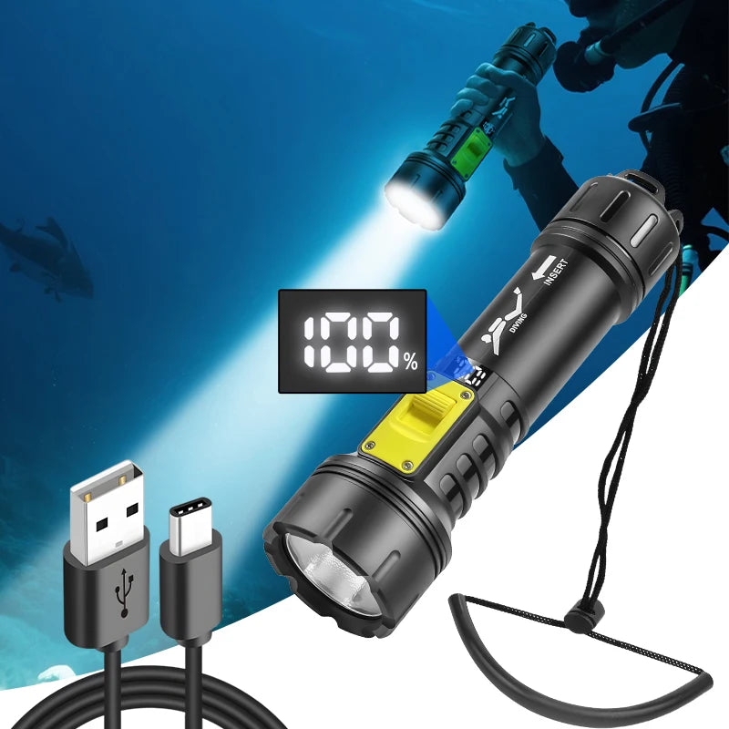 AquaPro XHP70 Diving Flashlight - IPX8 Waterproof Long Range