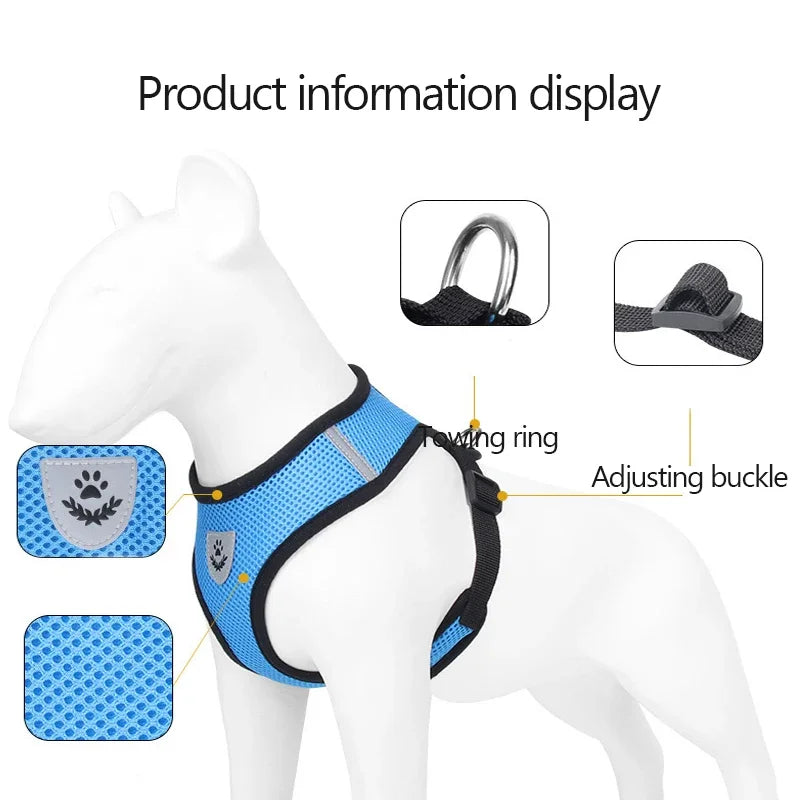 Dog-Cat-Pet Harness Vest Leash Collar Adjustable Harness for Small Medium Pets