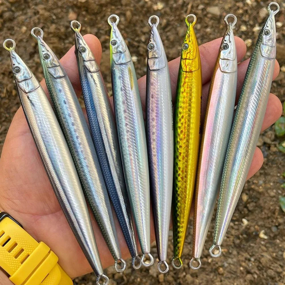 3D Shore Jigging Lure 60g80g100g120g150g180g Metal Jig Sea Bass Spoon Baits Boat Fishing Tackle for Tuna Mahi Marlin