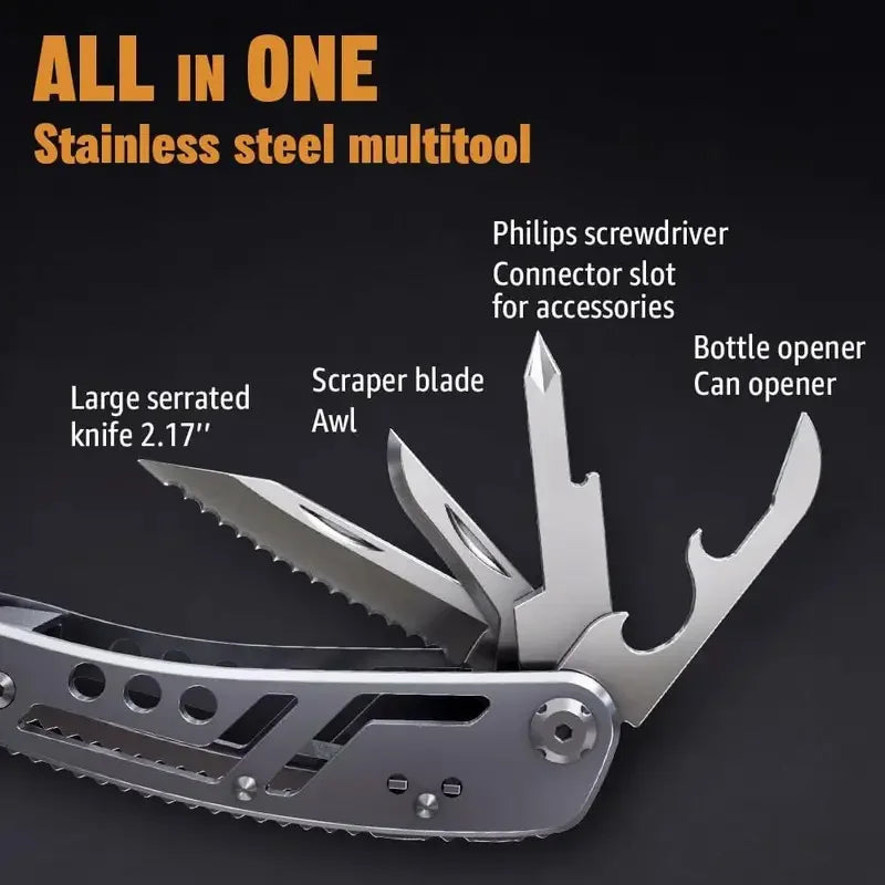 TrailForge 24 In 1 Multitool Pliers - Durable Titanium Bits