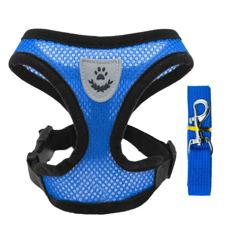 Harness Vest Walking Lead Leash For Puppy dog Collar Polyester Adjustable Mesh Dog or Cat Harness For Small Medium Pets