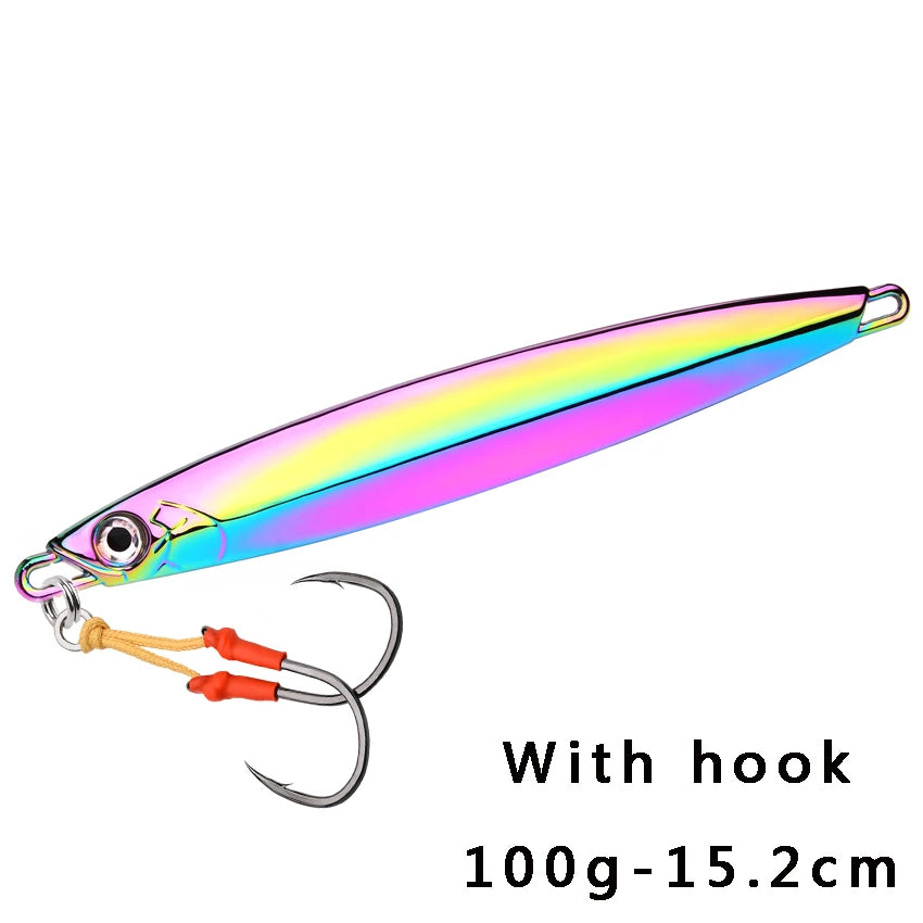 Metal Spoon Jig Fishing Lure 60g 80g 100g Long Cast Jigging Bait Lures Fishing Wobbler for Sea Bass Big Game Sinking Lures