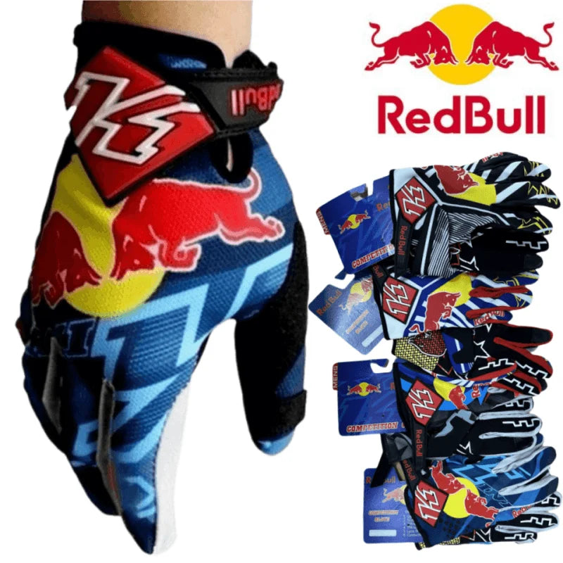 Red Bull Racing Gloves Full Finger MTB - Non Slip Grip