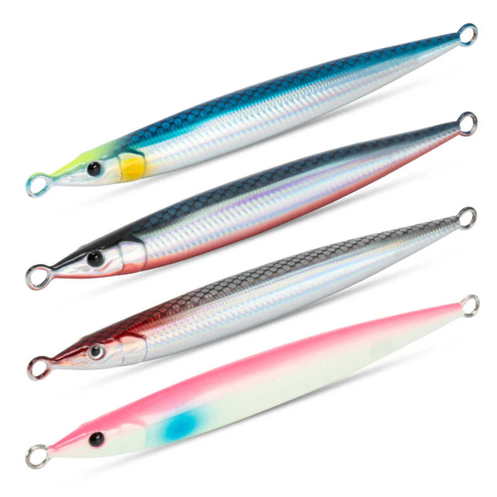 3D Shore Jigging Lure 60g80g100g120g150g180g Metal Jig Sea Bass Spoon Baits Boat Fishing Tackle for Tuna Mahi Marlin